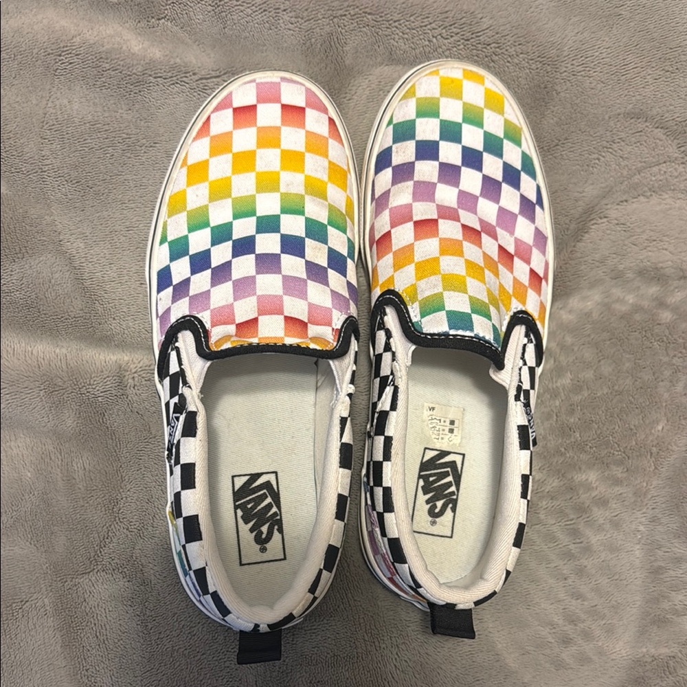 Vans Kids Rainbow Checkerboard Slip-On Shoes